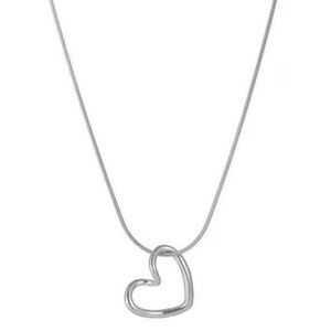 Adorable Sterling Silver Open Heart Necklace